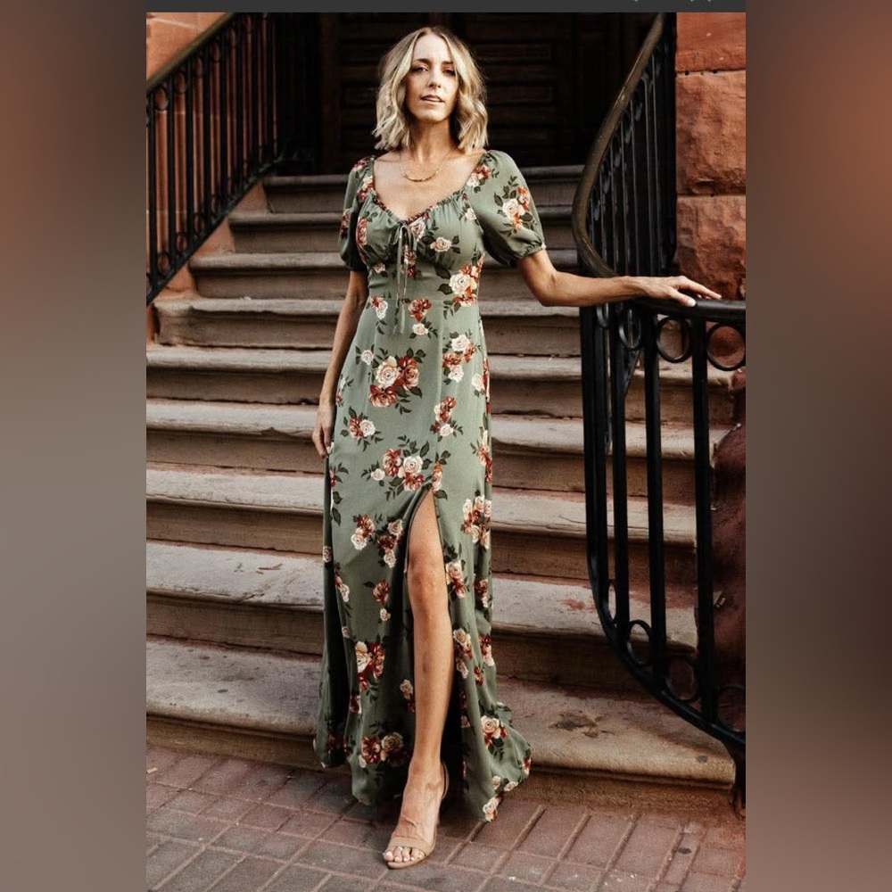 Baltic Born Floral Green Maxi Dress